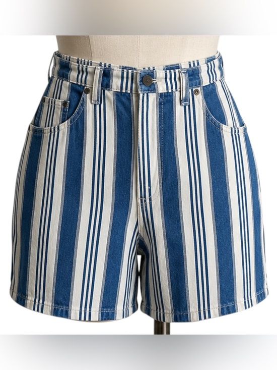 Northcrest Pants - Northcrest Vintage Women Blue and White Stripe High-Waist Bermuda Shorts Size 14